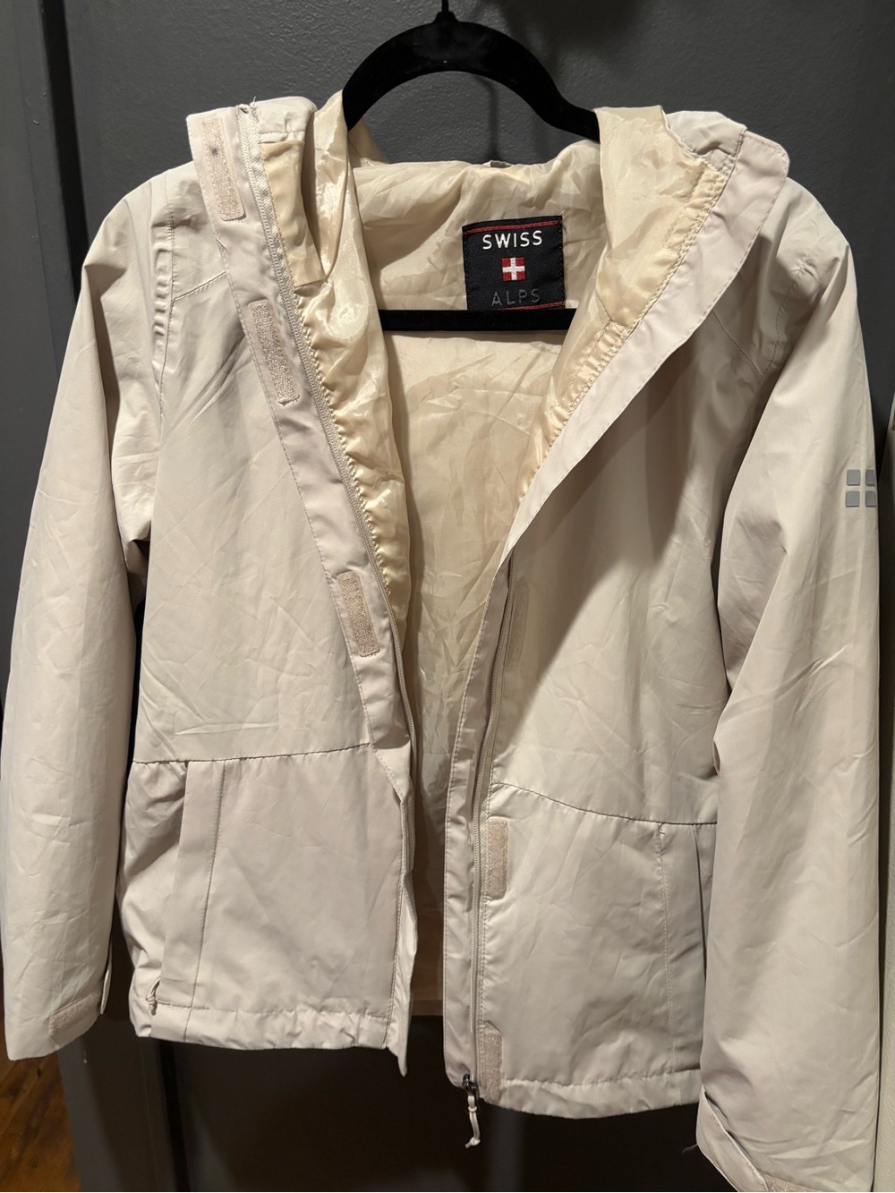 Women's Cream Waterproof Hooded Ski Jacket